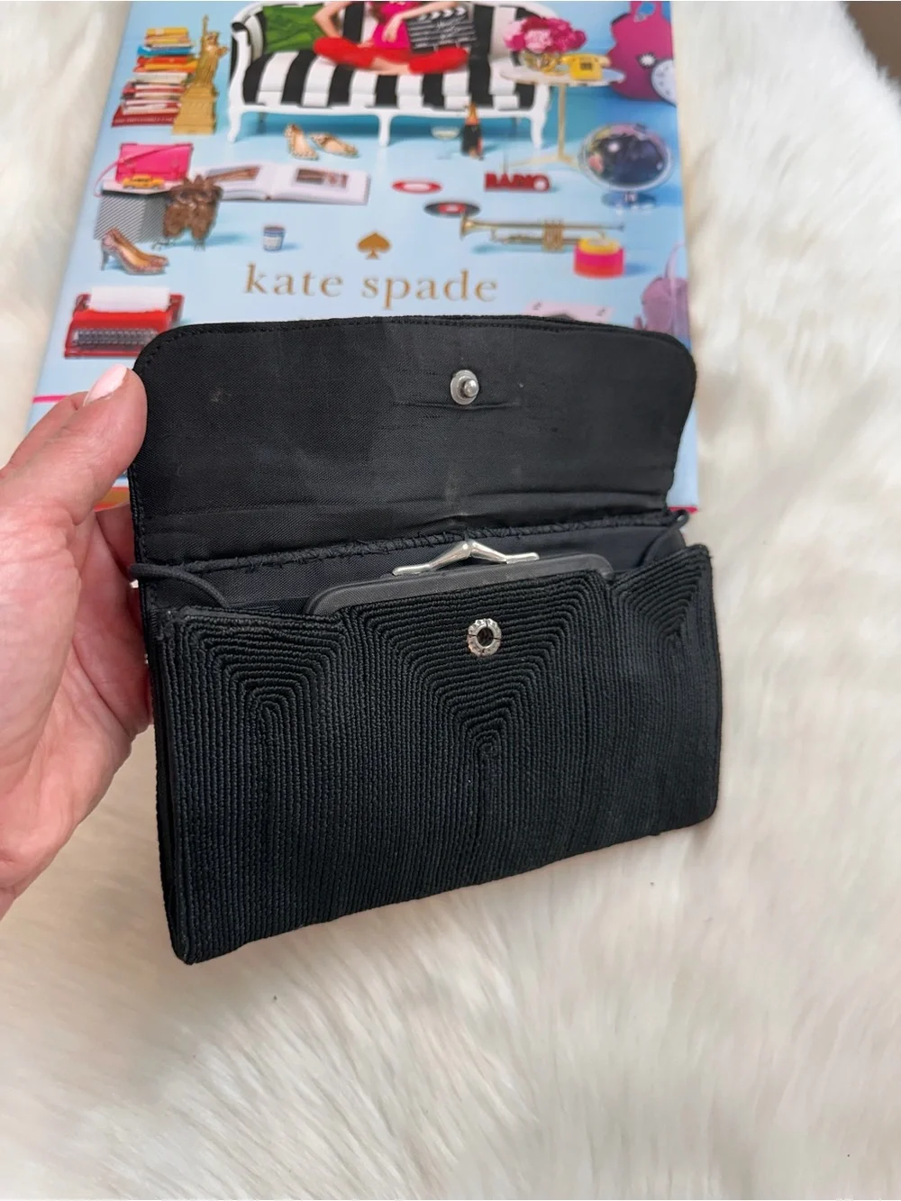 Givenchy Vintage Black Textured Fabric Clutch Wristlet